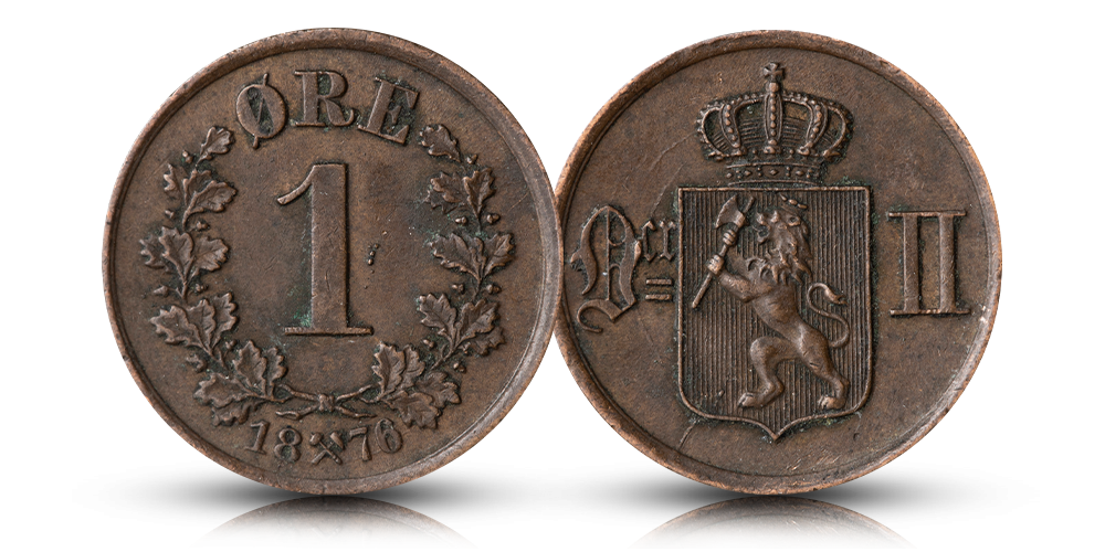 1 øre 1876 - Norges aller første 1 øre i bronse